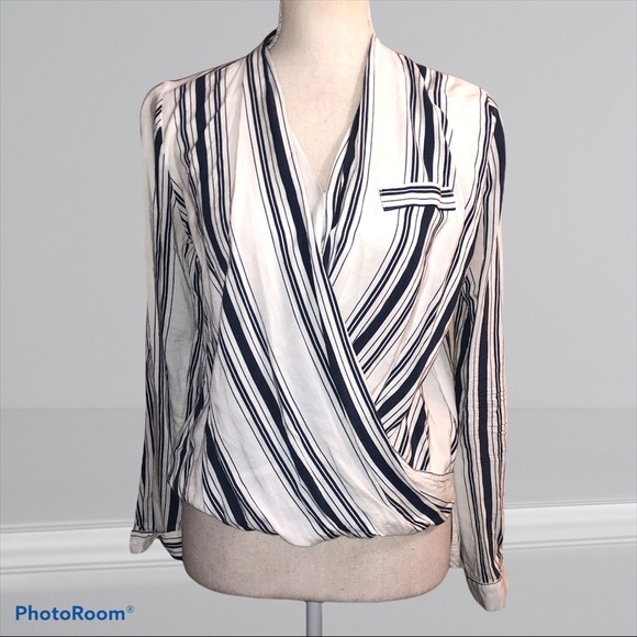 STRIPED CROSS-OVER TOP - Picture 1 of 6